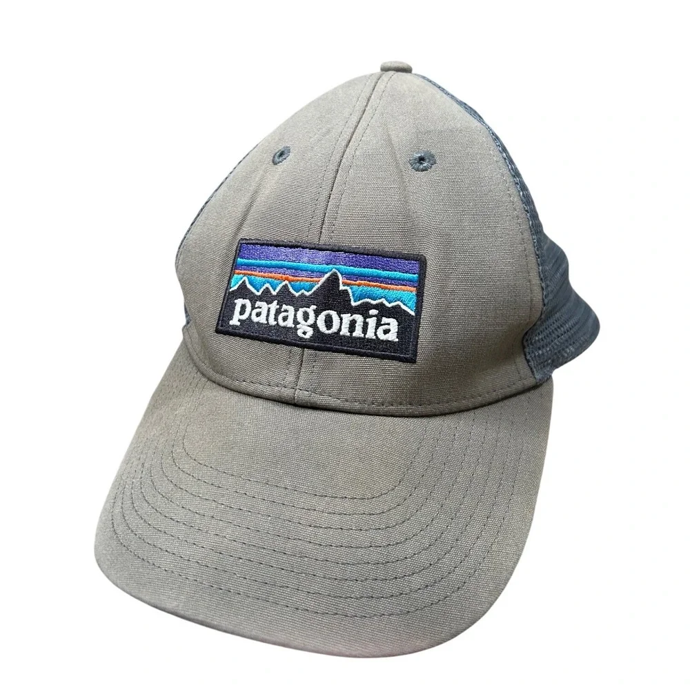Patagonia‎ Logo Trucker Hat Cap Mesh Back Adjustable Gray Mens Outdoor